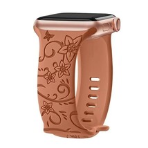 Floral Engraved Strap for Apple Watch Band-iWatch Series 9, 7, SE, 6, 8, Ultra2 - £12.77 GBP