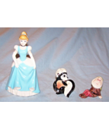 3 Ceramic Figurines-Disney Cinderella, Sneezy &amp; Skunk - $34.28 CAD