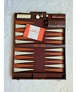 Vintage Travel Backgammon Set With leather Carrying Case &amp; Games Pieces,... - £16.10 GBP