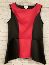 Bisou Bisou Michele Bohbot Womens Medium Blouse Red Black Colorblock Sle... - $15.83