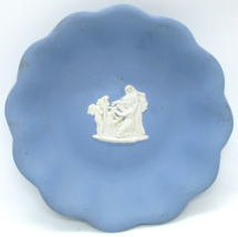 Vintage Wedgwood Jasperware White on Blue Scalloped Vanity Dish  - $14.85