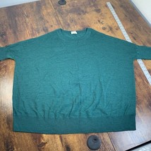 Anthropologie Vintage Crew Neck Green Wool Sweater- Sz Medium - 3/4 sleeve- - £19.34 GBP