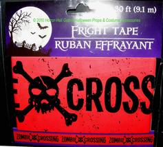 Gothic-Skull &amp; Crossbones-ZOMBIE CROSSING-Fright Caution Tape-Party Decoration - £2.56 GBP