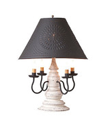3-Way COLONIAL TABLE LAMP with Punched Tin Shade - Vintage White Distres... - $650.59 CAD