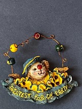 Resin Clown Bear Greatest FOB on Earth w Copper Wire &amp; Juggling Balls Pin Brooch - £8.89 GBP