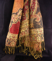 Bohemian colors / Pashmina Scarf / extra large wrap / never worn shawl / Fringe  - £23.72 GBP