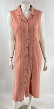 220 Hickory Blair Dress Size M Petite Salmon Pink Linen Blend Maxi Button Up - £26.59 GBP