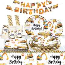 Construction Birthday Party Supplies Plates Set for 25 Guests, Construct... - $36.40