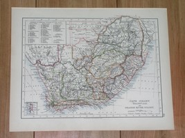 1904 Antique Map South Africa Cape Colony Transvaal Orange River Colony Natal - £19.85 GBP