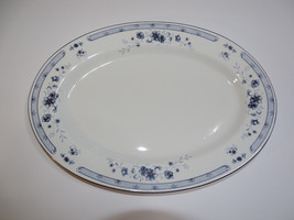 Valencia 8223 China Serving Platter Oval Blue And White Color Pretty Platter - £6.76 GBP