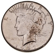 1927-S Argent Paix Dollar En Au État, Beau Oeil Appeal, Fort Luster - $125.87