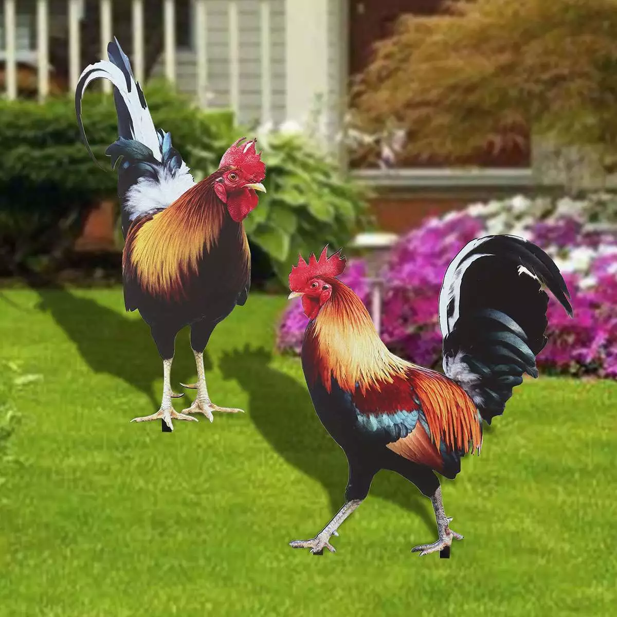2PCS Rooster Chicken Statue Outdoor Garden Decoration Yard Art Figure Sc... - €33,86 EUR