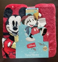 Brand New DISNEY Mickey Mouse Christmas Super Soft Travel Blanket 45&quot; X 55&quot; Red - £15.73 GBP