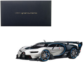 Bugatti Vision Gran Turismo 16 Argent Silver Blue Carbon Fiber 1/18 Model Car Au - £265.76 GBP