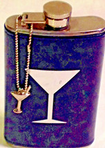 Whiskey Flask 5 Oz Martini Emblem &amp; Charm Stainless Steel - £10.08 GBP