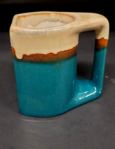 Rodolfo Padilla SIGNED Drip Glaze Stackable Coffee Cup Mug Blue Cream Po... - £17.89 GBP