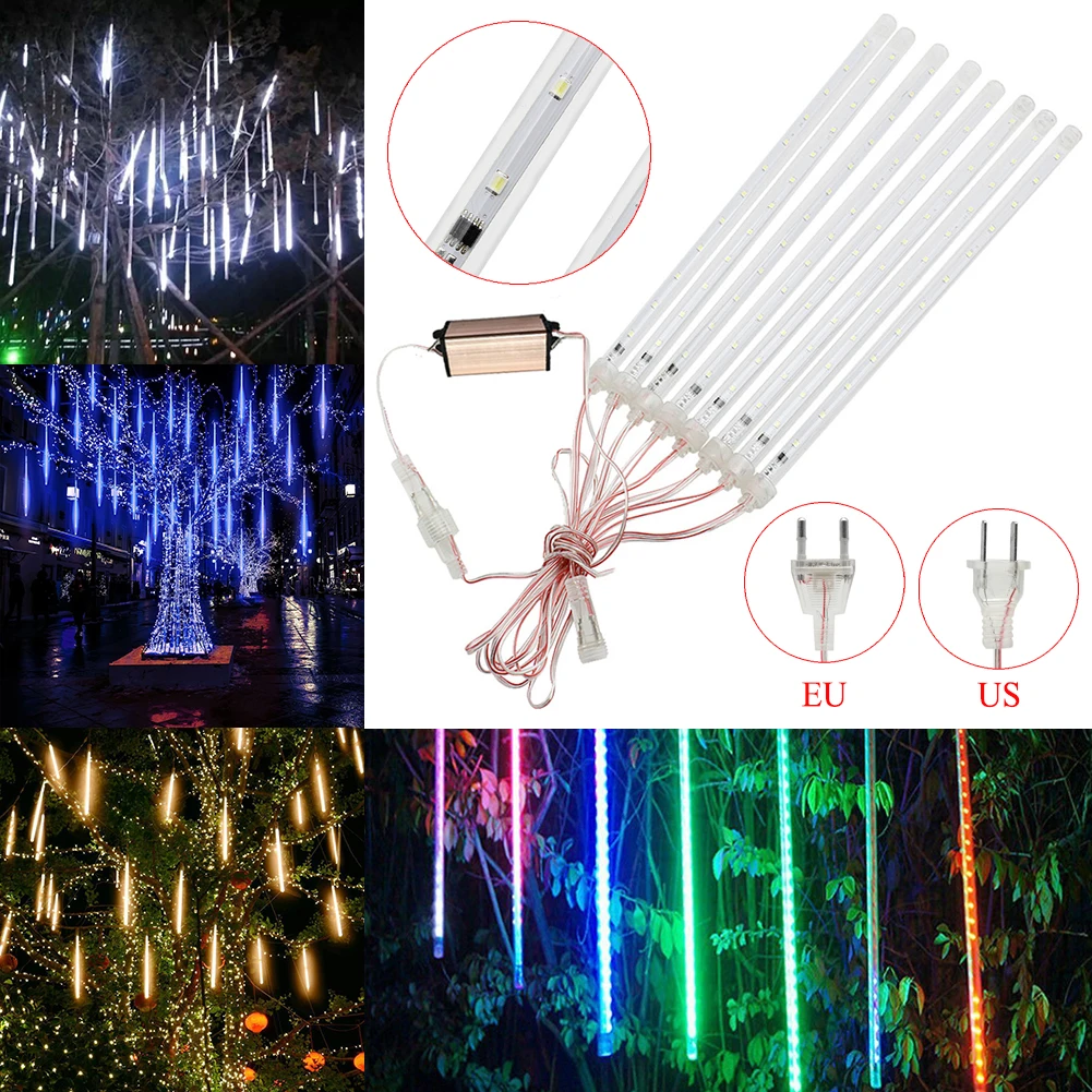 30cm 8  Outdoor Meteor Shower Rain LED String Lights Waterproof Christmas Tree D - £110.27 GBP