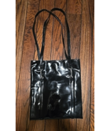Vtg Valerie Stevens Long Slim Black Patent Leather Handbag Purse Tote Ba... - $394.58 MXN