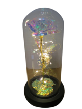 Enchanted Forever Rose Flower In Glass Dome With LED Lights In Box - £15.60 GBP