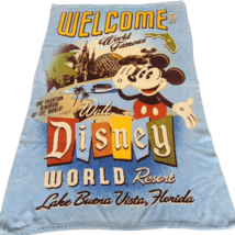 Disney World Resort Mickey Fleece Throw Blanket Lake Buena Vista FL 39 x 62 Vtg - £31.62 GBP