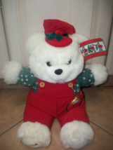 Christmas plush bear nwt corduroy overalls and hat stoop watch - $35.00