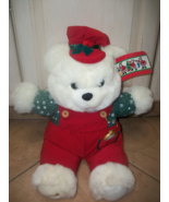 Christmas plush bear nwt corduroy overalls and hat stoop watch - $35.00