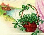 On Saint Patrick&#39;s Day Poem 4 Leaf Clover Basket UNP Unused DB Postcard T19 - $2.92