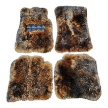Brown Black Tipped Genuine Sheepskin Car Floor Mats Extra Plush Fits Ben... - £664.48 GBP+