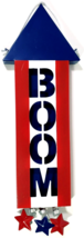 BOOM Sign Fireworks Sign Patriotic Metal 17 in x 5.25 in x .75 in NWT - £10.65 GBP