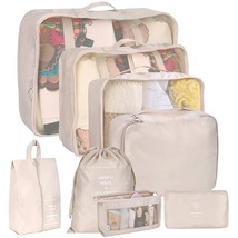 8 Set Luggage Organizers with Shoe Bag Pac Cubes for Travel Cosmetics Bag Compre - £91.79 GBP