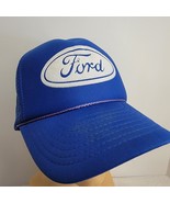 Vintage Blue Ford Logo Mesh Snapback Trucker Hat Cap With Foam - $15.14