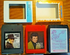 (3) Sonny James, Charlie Rich, Tammy Wynette 8 track tapes - Behind Closed Doors - £9.93 GBP