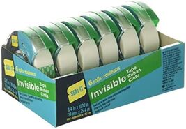 Seal-It Invisible Stationery Tape 3/4 x 1000 Inches Cut Dispenser Set of 6 - $17.82