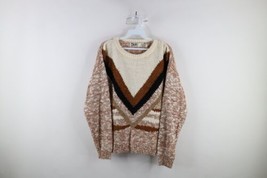 Vintage 90s Coogi Style Womens Large Distressed Wool Blend Knit Mom Sweater - £35.26 GBP