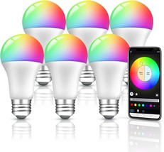 Color Changing Led Light Bulb App Control 9 W 60 Watt Equivalent, 2.4Ghz, 6 Pack - £33.63 GBP