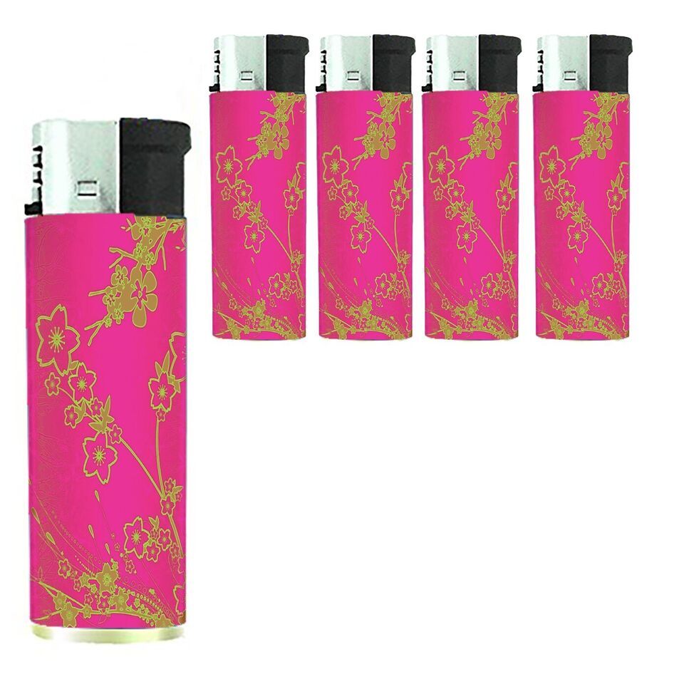 Neon Blossom Pink Set of 5 Electronic Butane Lighter