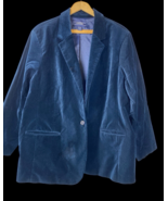 Lands End Velvet Blazer 24W 3X Blue Green Womens Career Preppy Academia ... - $95.17 CAD