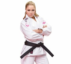 Fuji Womens Women Blossom Brazilian Jiu Jitsu Gi Jiu-Jitsu BJJ - White w Pink - £86.86 GBP