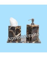 Black Agate Bathroom Set | Handmade Luxury Bath Accessories | Natural St... - $6,390.67 MXN