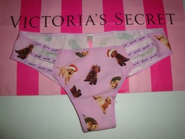 VICTORIA&#39;S SECRET PINK STRAPPY CHEEKSTER PANTY CHRISTMAS PUPPIES TREES L... - $12.86