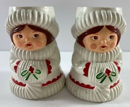 Lot of 2 AVON Christmas Muff Girls Taper Candle Holders--NEW - $14.84