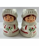 Lot of 2 AVON Christmas Muff Girls Taper Candle Holders--NEW - $14.84