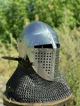 Medieval Steel Helmet Bascinet Helmet 18 Gauge Knight Viking Helmet - £173.81 GBP