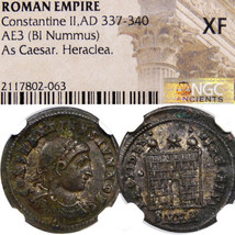 Constantine II Son under &quot;the Great&quot; NGC XF Campgate Roman Empire Heraclea Coin - £144.15 GBP