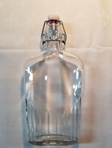 Vintage ~ Clear Glass Flask w/Sealed Cork ~ Snapping Cork Mechanism ~ 5&quot; x 10&quot; - £20.59 GBP