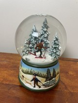 Musical Snow Globe Boy Skiing, Dog, And Sled - $32.71