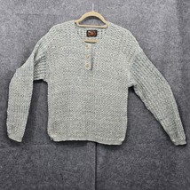 Vintage ALPS Sweater Women Medium Gray/Green Henley Cable Knit Cotton Ma... - £14.28 GBP