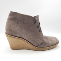 J CREW MacAlister Wedge Ankle Boots Womens Size 7 Tan Brown Suede Lace Up 04326 - £15.51 GBP