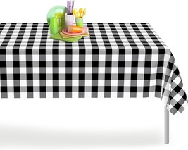 Black Checkered Gingham 6 Pack Premium Disposable Plastic Tablecloth 54 Inch. x  - £31.64 GBP