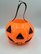 Vintage Bayshore Blow Mold Halloween Jack O Lantern Pumpkin Bucket 4&quot; x ... - $22.14